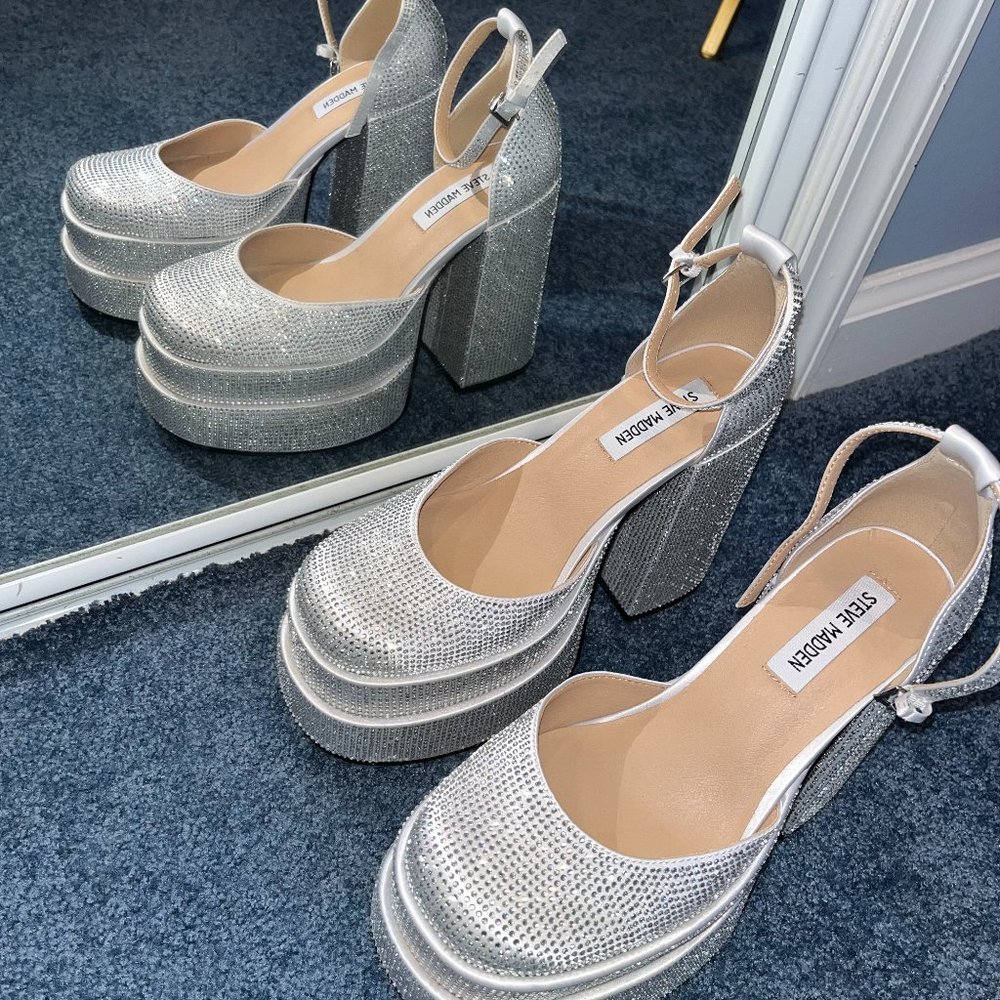 Steve Madden Charlize R Rhinestone Platform Shoes Size 7 - Picture 7 of 7